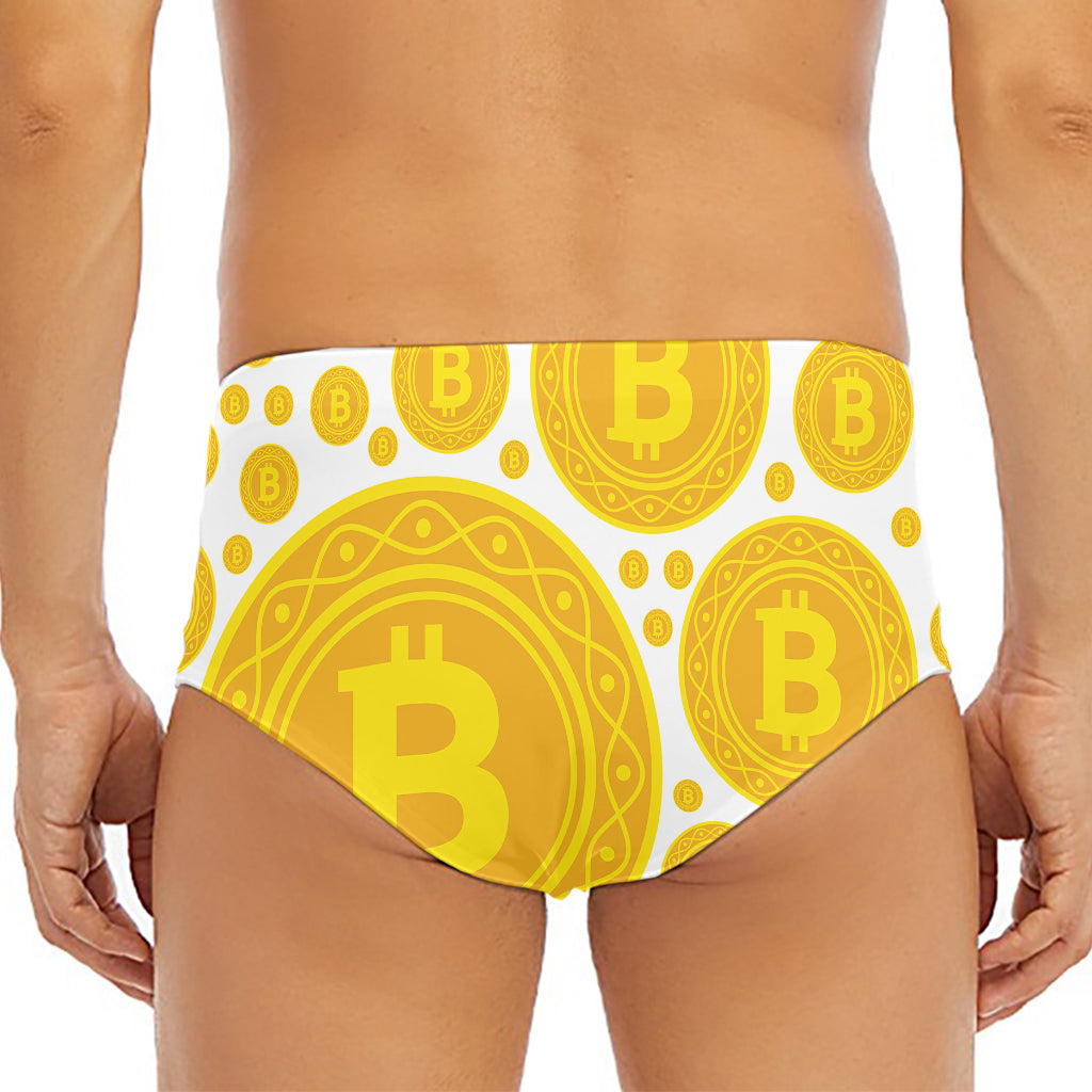 Bitcoin Crypto Pattern Print Men's Triangle Swim Briefs
