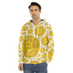 Bitcoin Crypto Pattern Print Men's Velvet Pullover Hoodie