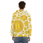Bitcoin Crypto Pattern Print Men's Velvet Pullover Hoodie