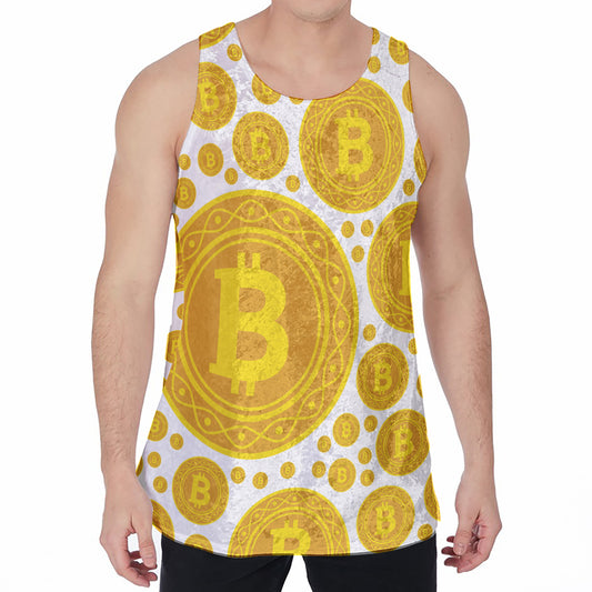 Bitcoin Crypto Pattern Print Men's Velvet Tank Top