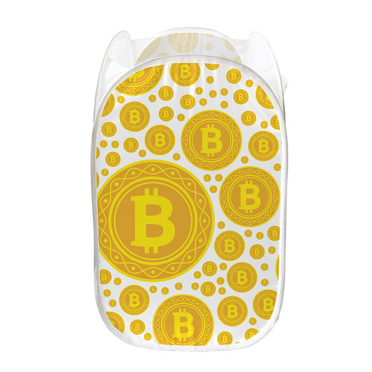 Bitcoin Crypto Pattern Print Mesh Laundry Hamper