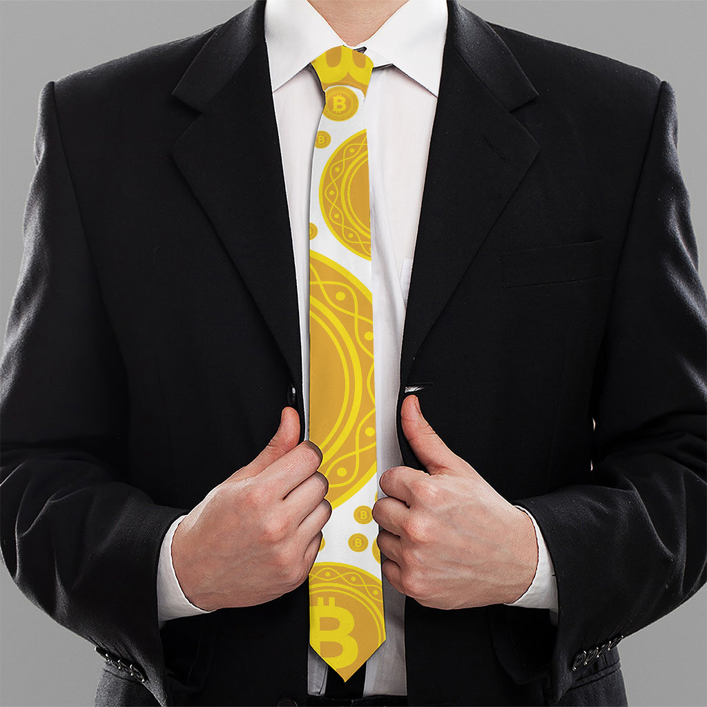 Bitcoin Crypto Pattern Print Necktie