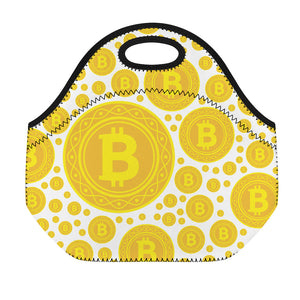 Bitcoin Crypto Pattern Print Neoprene Lunch Bag