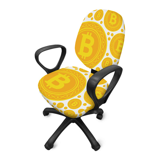 Bitcoin Crypto Pattern Print Office Chair Cover