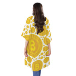 Bitcoin Crypto Pattern Print Open Front Beach Cover Up