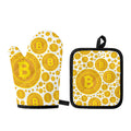 Bitcoin Crypto Pattern Print Oven Mitt And Pot Holder Set