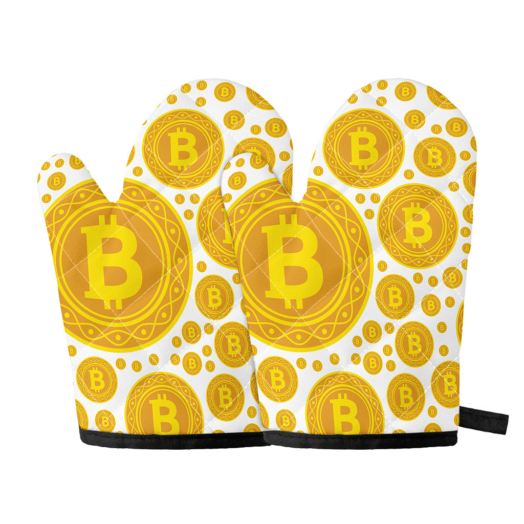 Bitcoin Crypto Pattern Print Oven Mitts