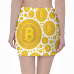 Bitcoin Crypto Pattern Print Pencil Mini Skirt