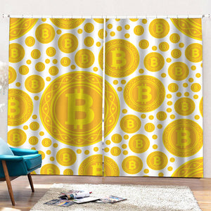 Bitcoin Crypto Pattern Print Pencil Pleat Curtains