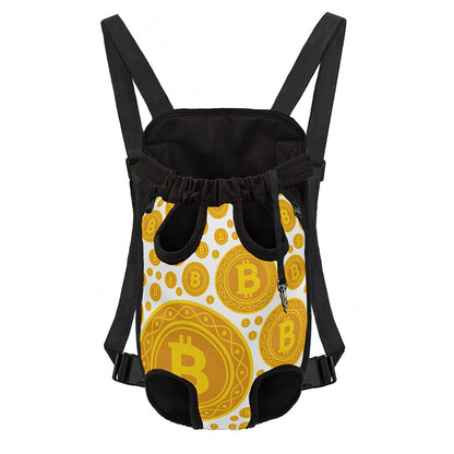 Bitcoin Crypto Pattern Print Pet Carrier Backpack