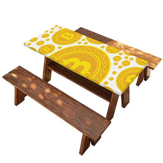 Bitcoin Crypto Pattern Print Picnic Table Cover