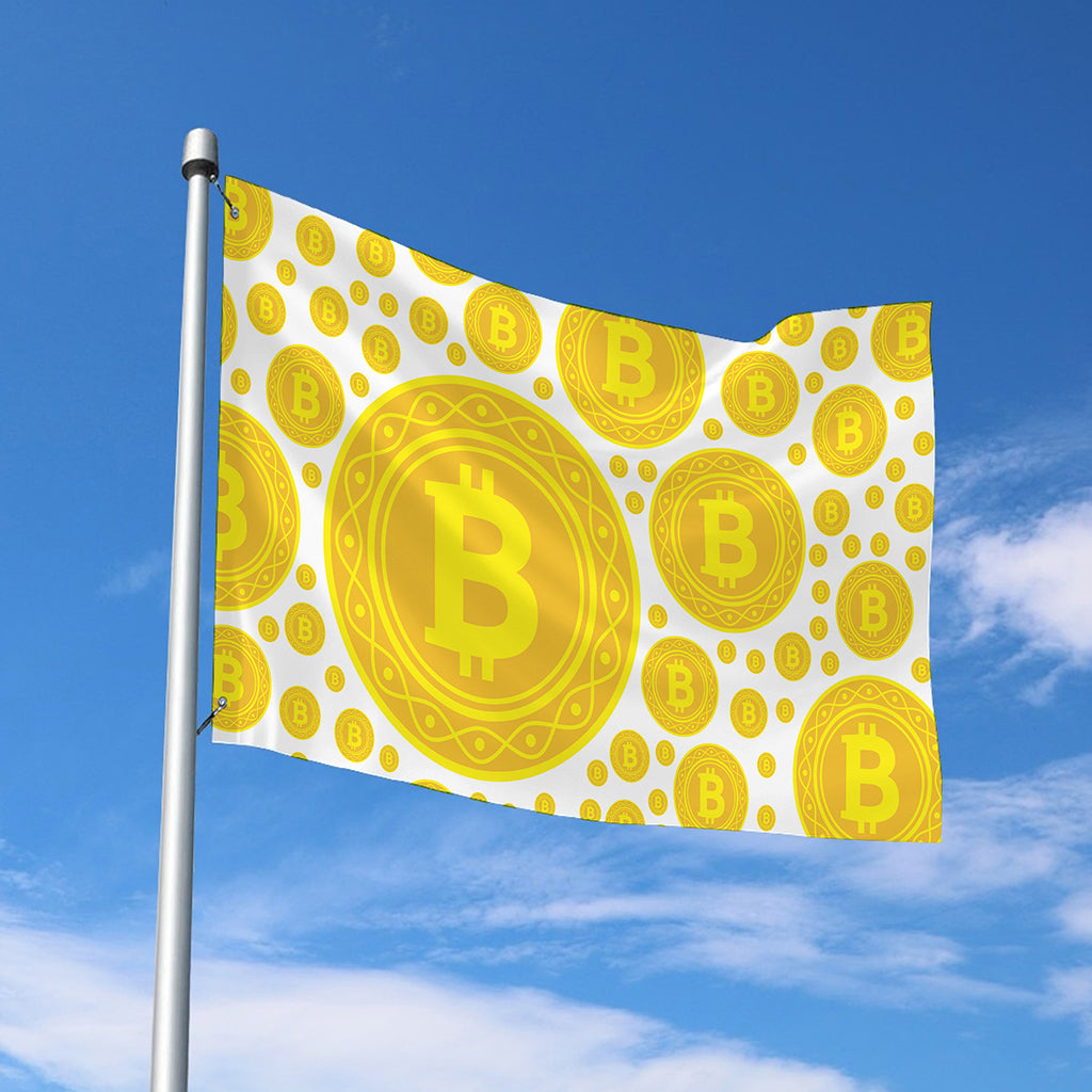 Bitcoin Crypto Pattern Print Polyester Flag