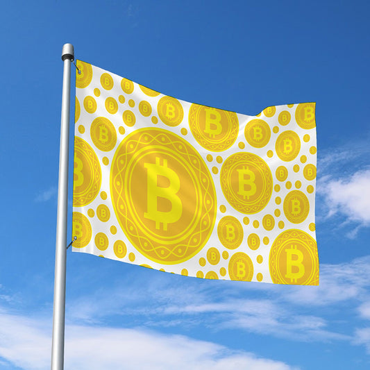 Bitcoin Crypto Pattern Print Polyester Flag