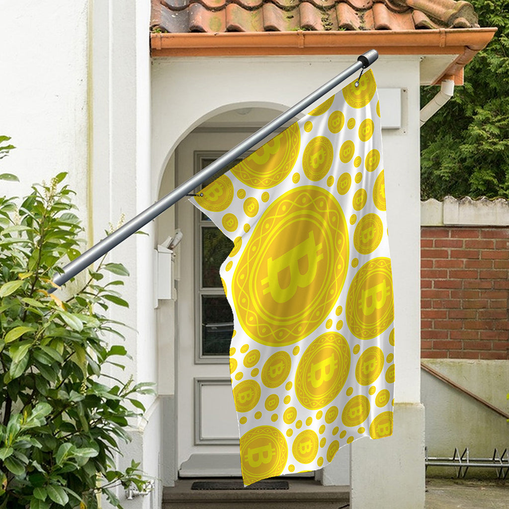 Bitcoin Crypto Pattern Print Polyester Flag
