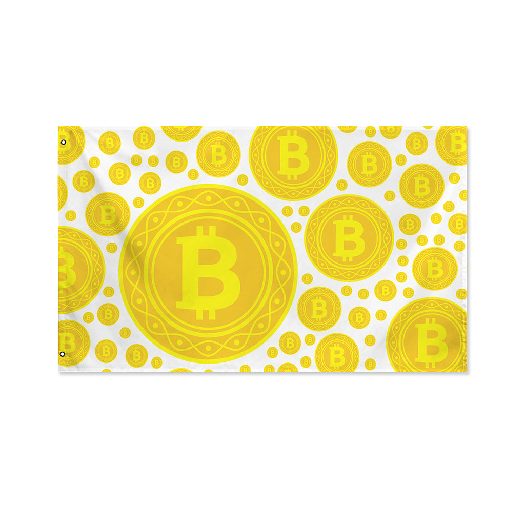 Bitcoin Crypto Pattern Print Polyester Flag