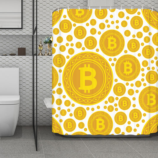 Bitcoin Crypto Pattern Print Polyester Shower Curtain