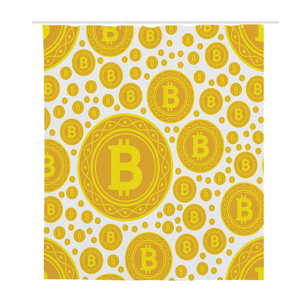 Bitcoin Crypto Pattern Print Polyester Shower Curtain