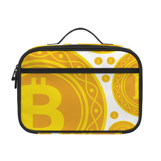 Bitcoin Crypto Pattern Print Portable Lunch Bag