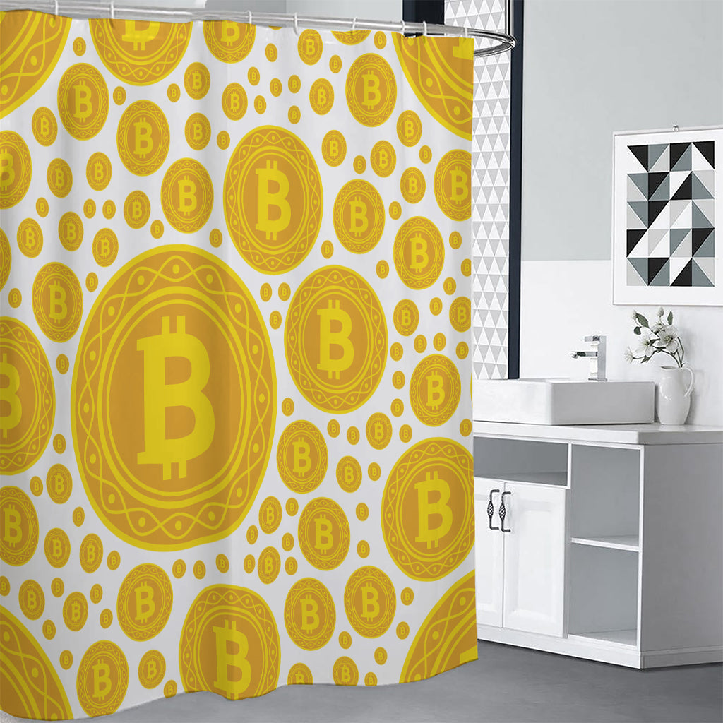 Bitcoin Crypto Pattern Print Premium Shower Curtain