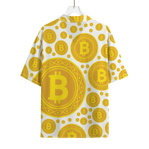 Bitcoin Crypto Pattern Print Rayon Hawaiian Shirt