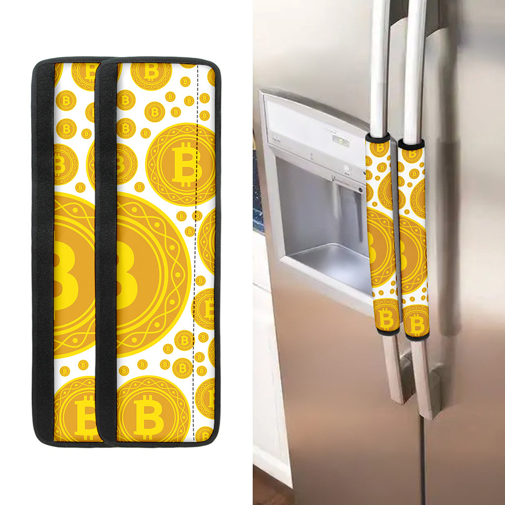 Bitcoin Crypto Pattern Print Refrigerator Handle Covers