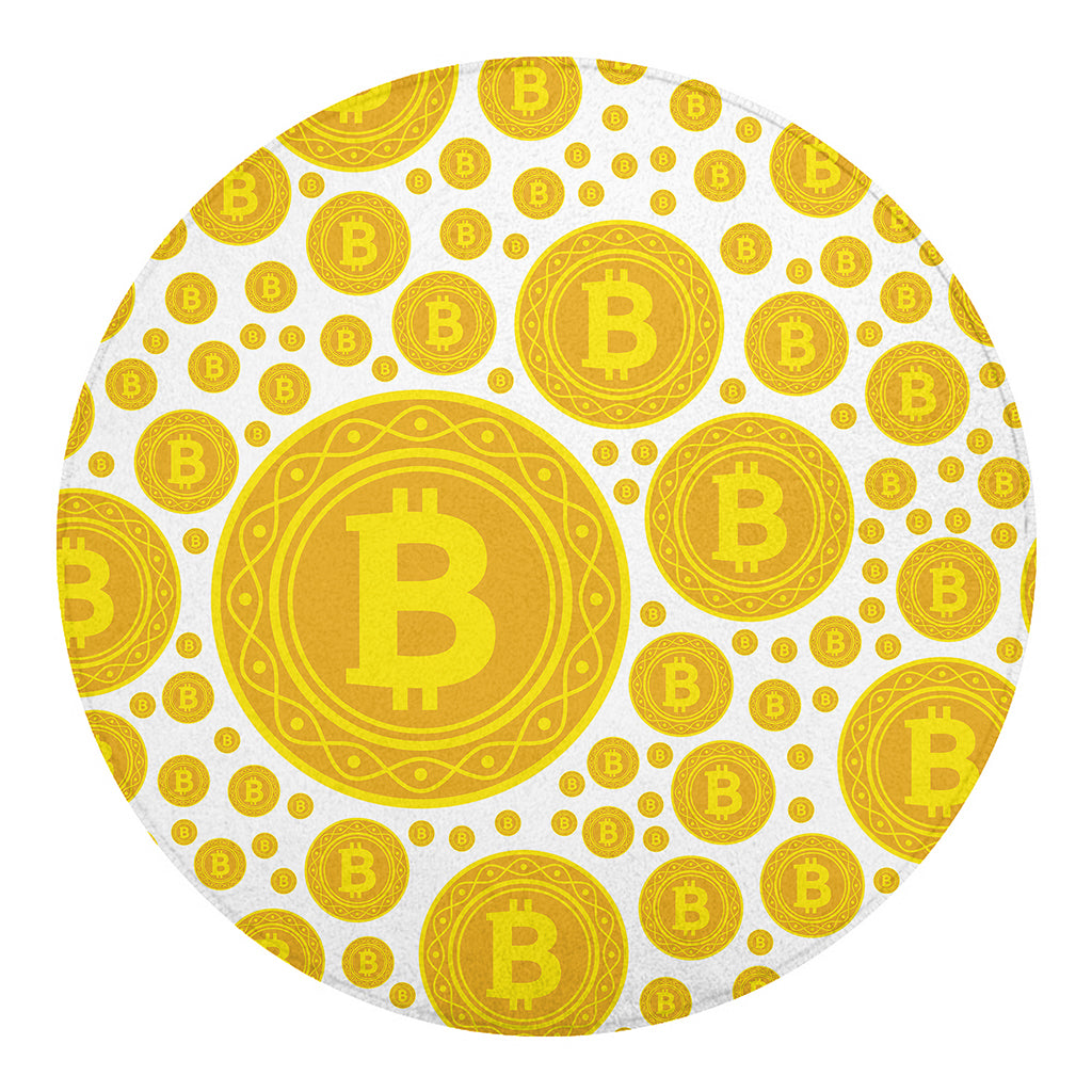 Bitcoin Crypto Pattern Print Round Blanket