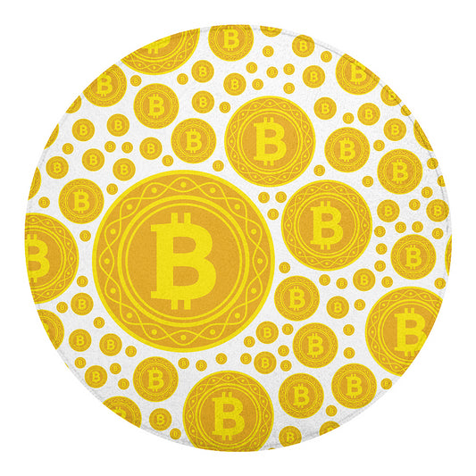 Bitcoin Crypto Pattern Print Round Blanket