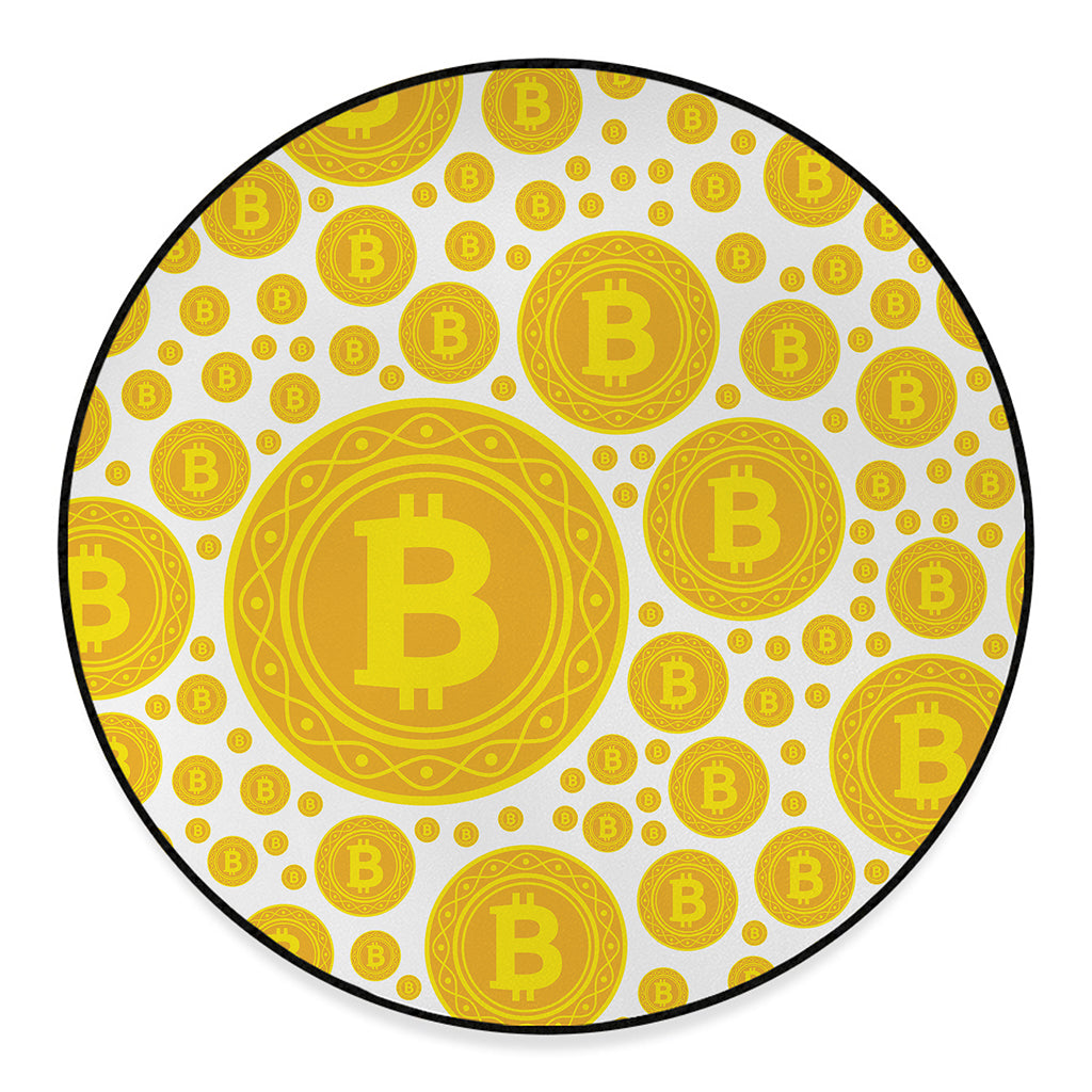 Bitcoin Crypto Pattern Print Round Floor Mat