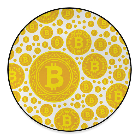Bitcoin Crypto Pattern Print Round Floor Mat