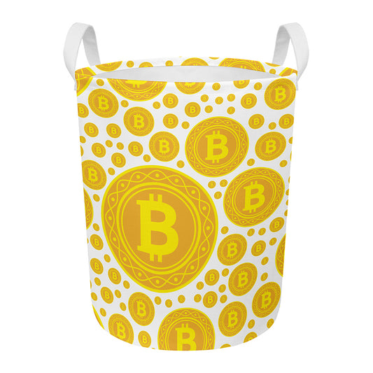 Bitcoin Crypto Pattern Print Round Laundry Basket