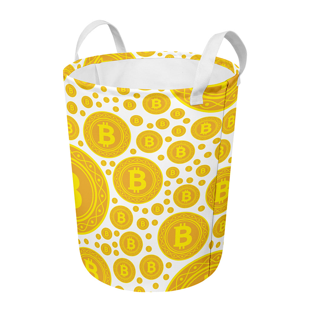 Bitcoin Crypto Pattern Print Round Laundry Basket