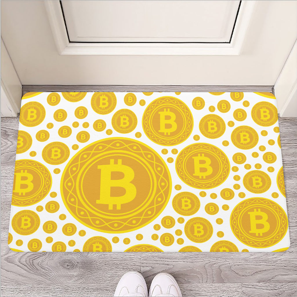 Bitcoin Crypto Pattern Print Rubber Doormat