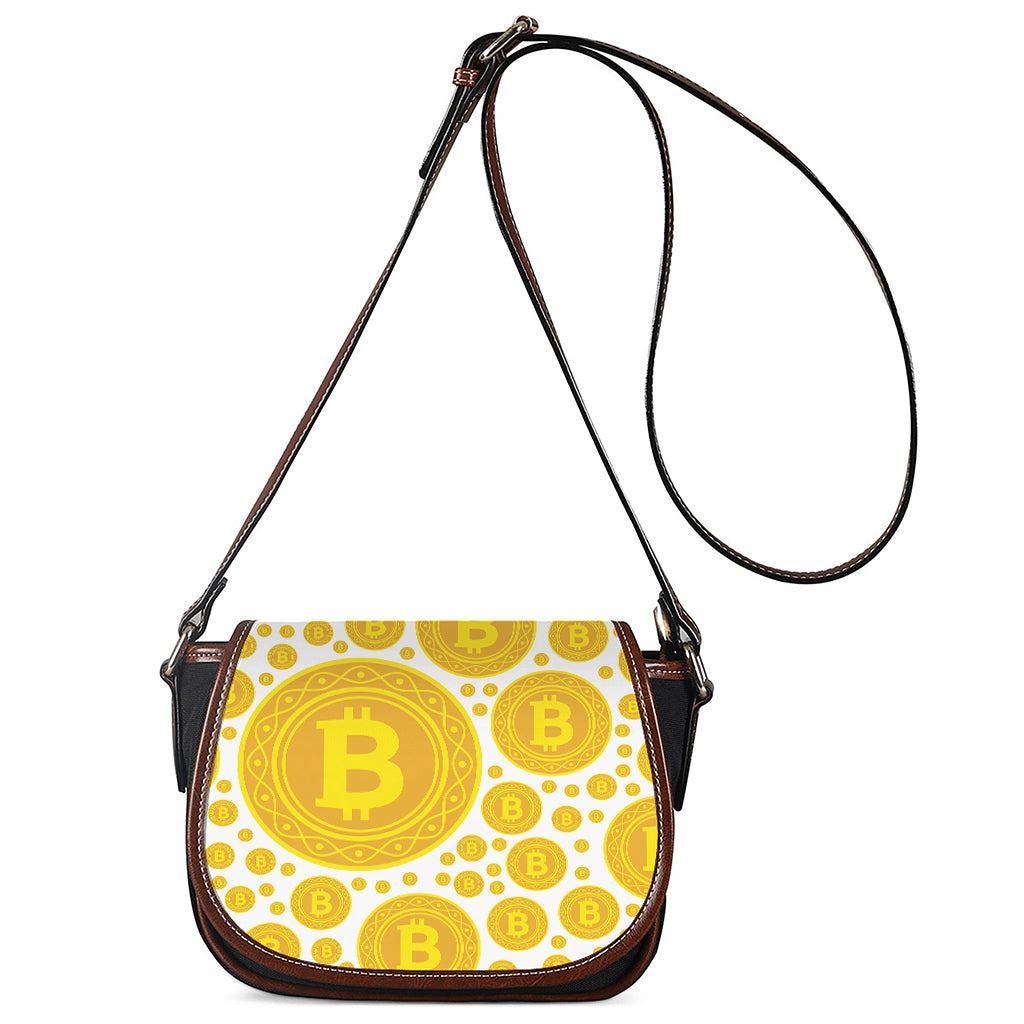 Bitcoin Crypto Pattern Print Saddle Bag