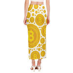 Bitcoin Crypto Pattern Print Side Slit Maxi Skirt