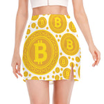 Bitcoin Crypto Pattern Print Side Slit Mini Skirt