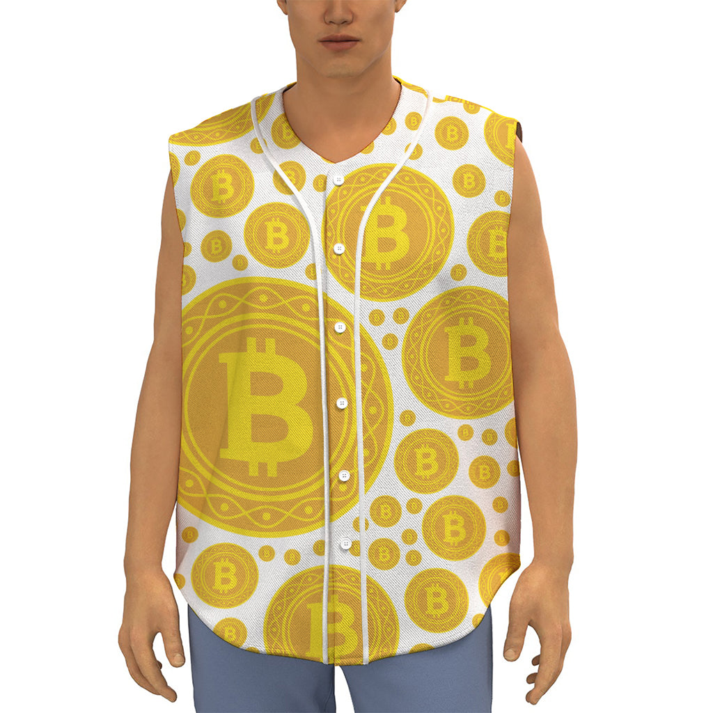 Bitcoin Crypto Pattern Print Sleeveless Baseball Jersey