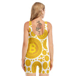 Bitcoin Crypto Pattern Print Sleeveless One Piece Swimsuit