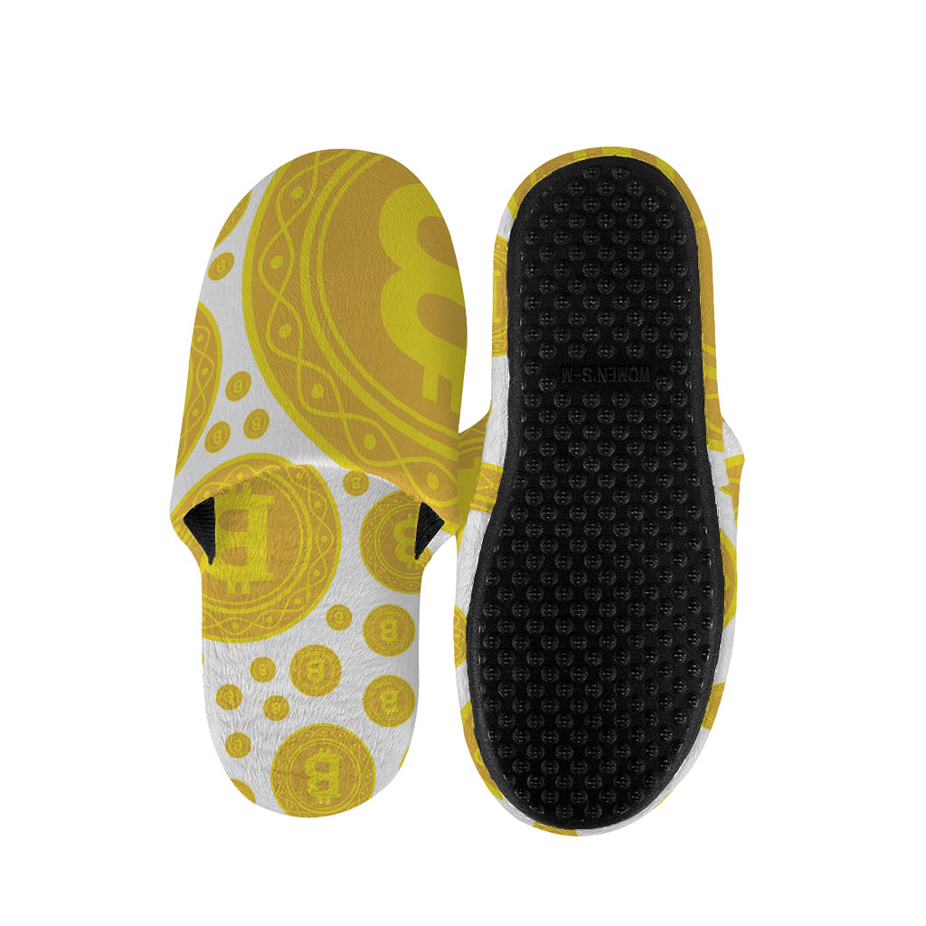 Bitcoin Crypto Pattern Print Slippers