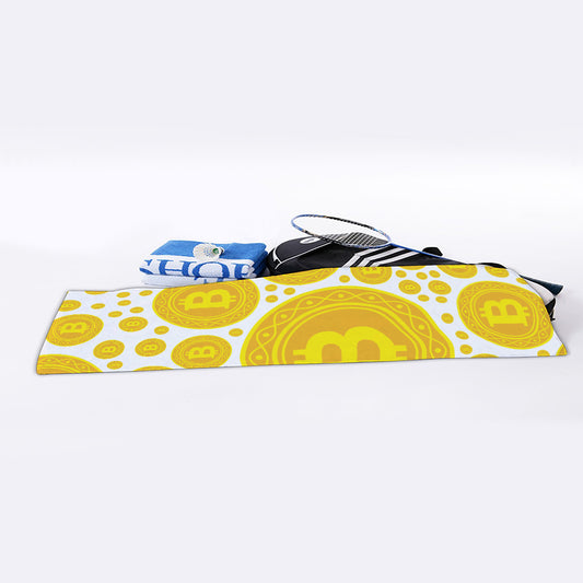Bitcoin Crypto Pattern Print Sports Towel