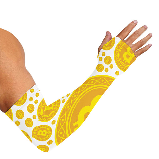 Bitcoin Crypto Pattern Print Sun Protection Arm Sleeves