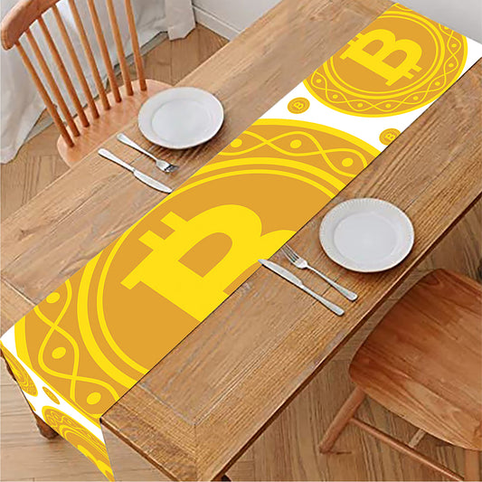 Bitcoin Crypto Pattern Print Table Runner