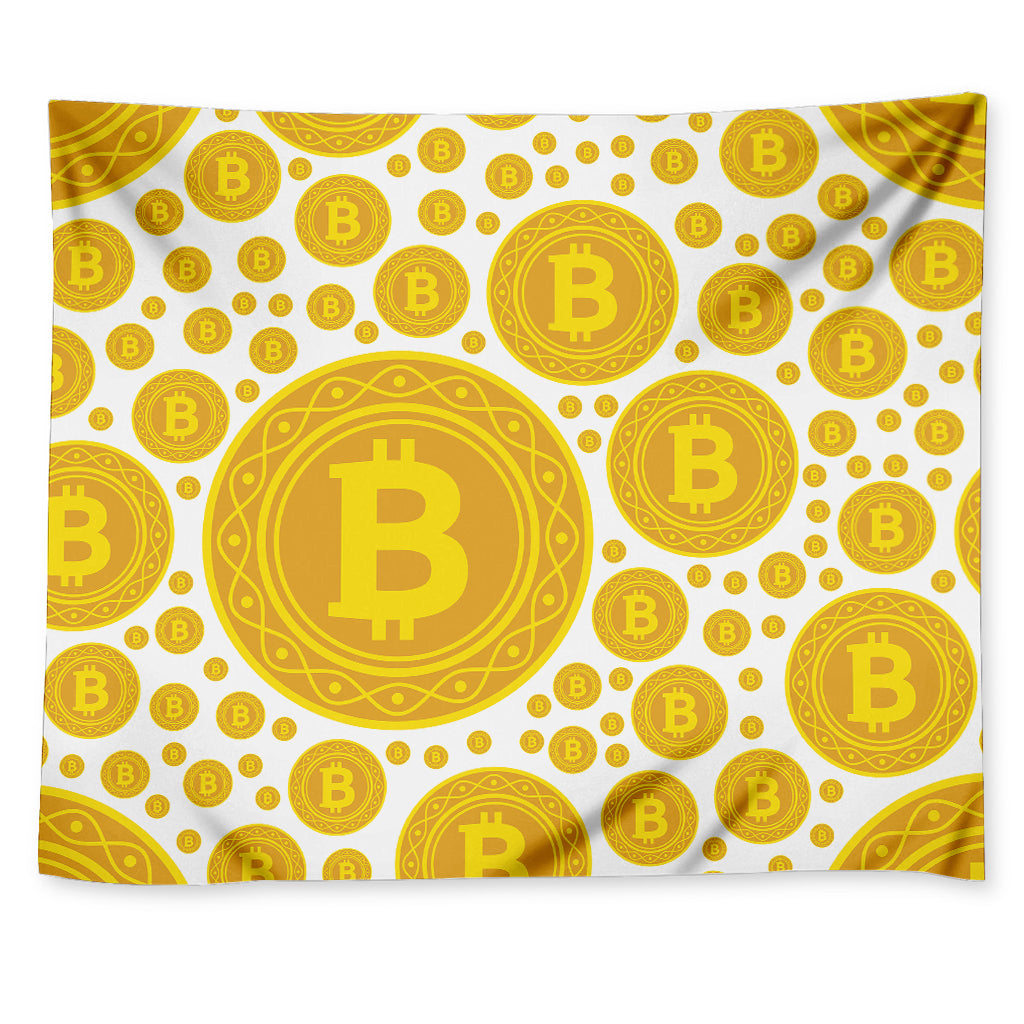 Bitcoin Crypto Pattern Print Tapestry