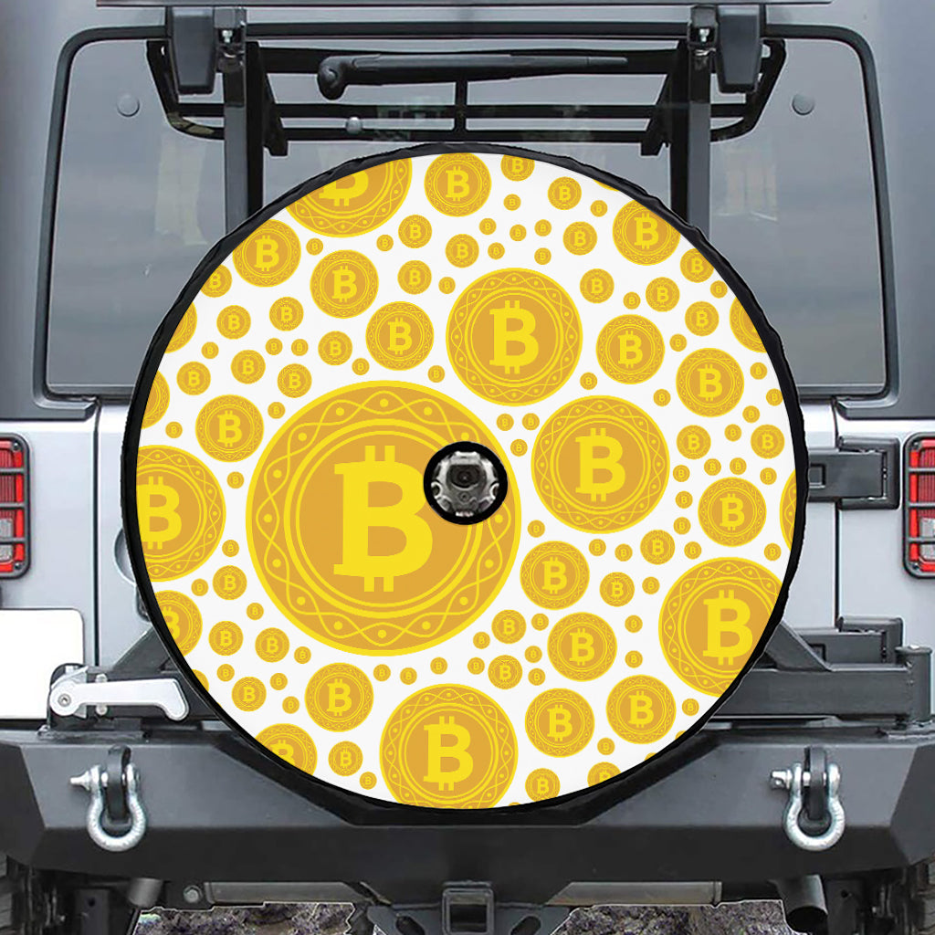 Bitcoin Crypto Pattern Print Tire Cover With Camera Hole
