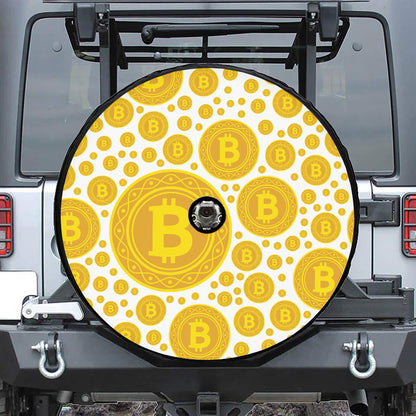 Bitcoin Crypto Pattern Print Tire Cover With Camera Hole