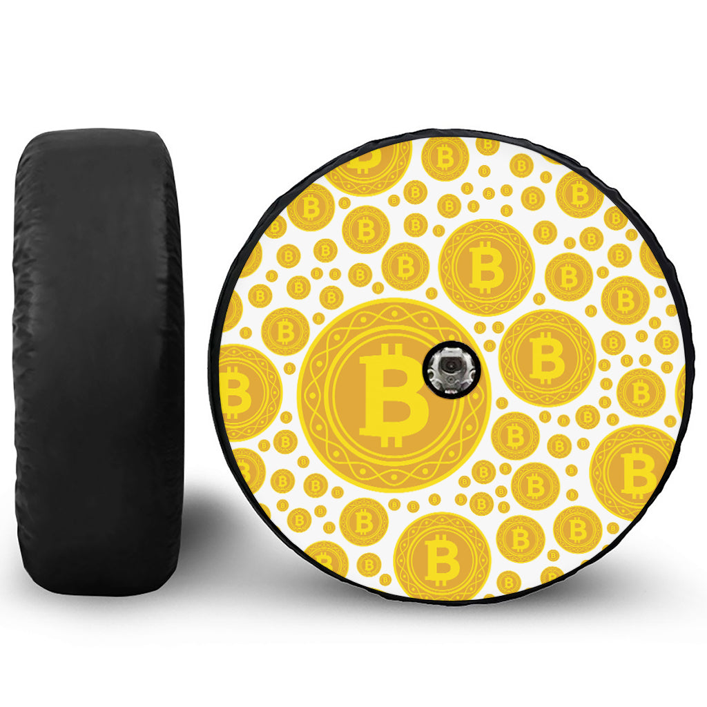 Bitcoin Crypto Pattern Print Tire Cover With Camera Hole