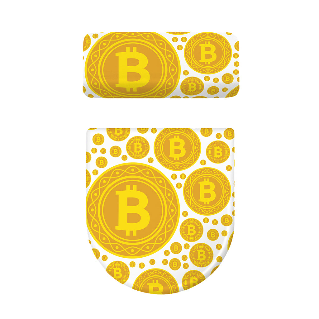 Bitcoin Crypto Pattern Print Toilet Lid And Tank Cover Set