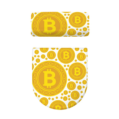 Bitcoin Crypto Pattern Print Toilet Lid And Tank Cover Set