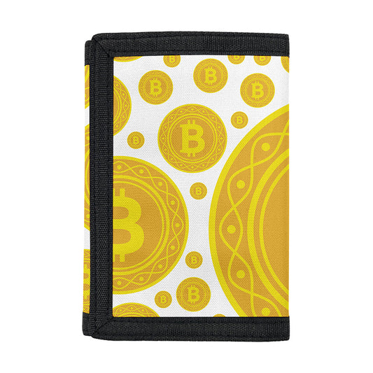 Bitcoin Crypto Pattern Print Trifold Wallet