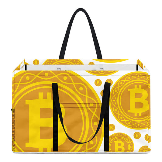 Bitcoin Crypto Pattern Print Utility Tote Bag