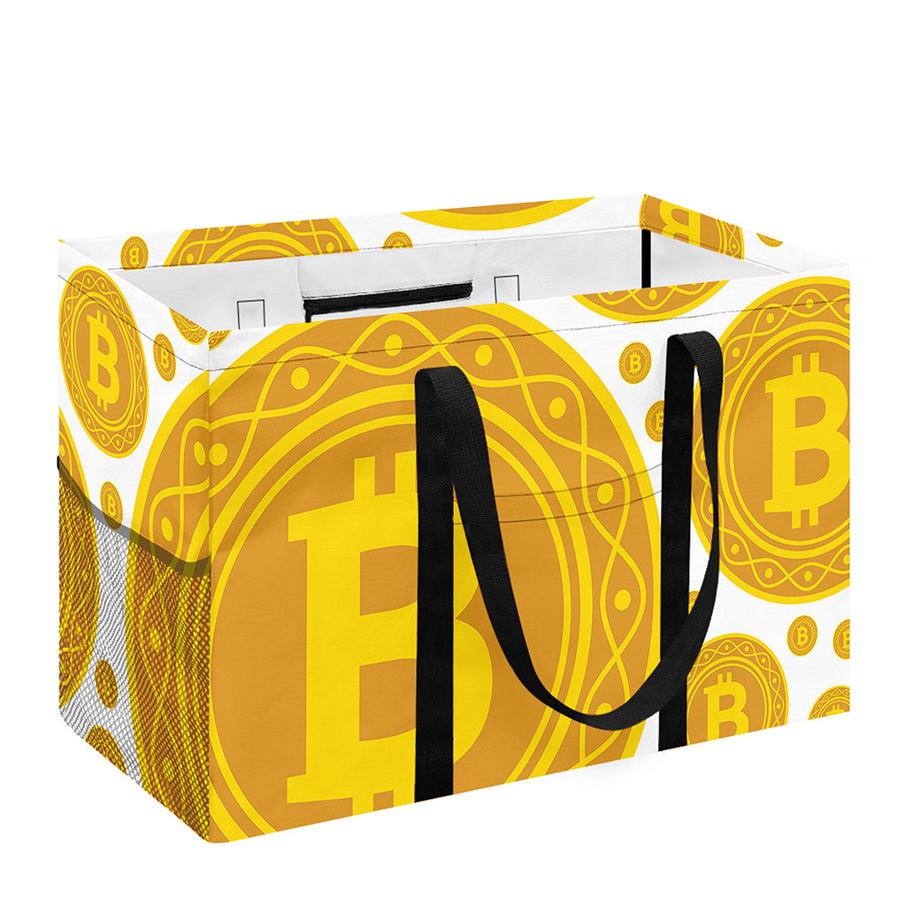 Bitcoin Crypto Pattern Print Utility Tote Bag